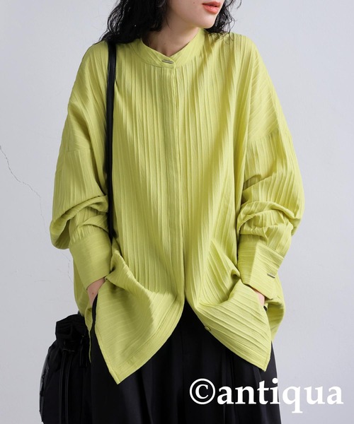 antiqua(アンティカ)の「シルバーボタンシャツ(シャツ/ブラウス・レディース・ライム/オフホワイト/ブラック・ONESIZE)」の14枚目の写真