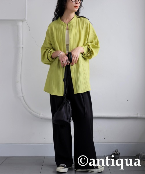 antiqua(アンティカ)の「シルバーボタンシャツ(シャツ/ブラウス・レディース・ライム/オフホワイト/ブラック・ONESIZE)」の16枚目の写真
