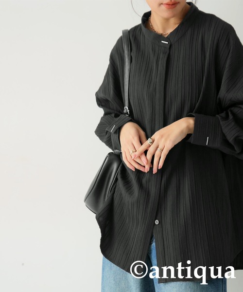 antiqua(アンティカ)の「シルバーボタンシャツ(シャツ/ブラウス・レディース・ライム/オフホワイト/ブラック・ONESIZE)」の9枚目の写真