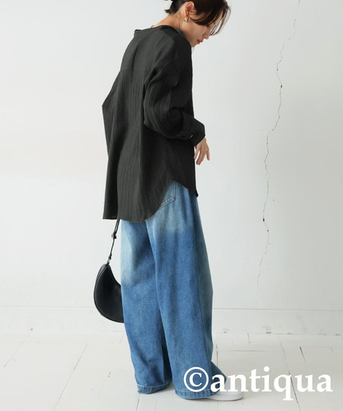 antiqua(アンティカ)の「シルバーボタンシャツ(シャツ/ブラウス・レディース・ライム/オフホワイト/ブラック・ONESIZE)」の10枚目の写真