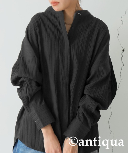 antiqua(アンティカ)の「シルバーボタンシャツ(シャツ/ブラウス・レディース・ライム/オフホワイト/ブラック・ONESIZE)」の12枚目の写真