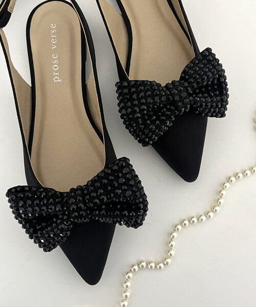 prose verse（プロズヴェール）の「【リボン取り外し可能】2wayバックストラップリボンミュール（パンプス・レディース・ブラック系その他2/シルバー/ブラック系その他/ベージュ系その他・LARGE/MEDIUM/X-LARGE/SMALL）」の3枚目の写真