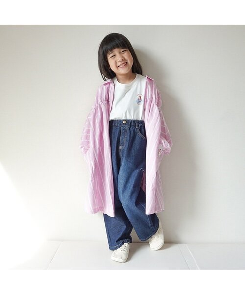 BREEZE（ブリーズ）の「【ジュニア対応】シャツワンピース（シャツワンピース・キッズ・オフホワイト/ピンク・80/90/100/110/120/130/140）」の7枚目の写真