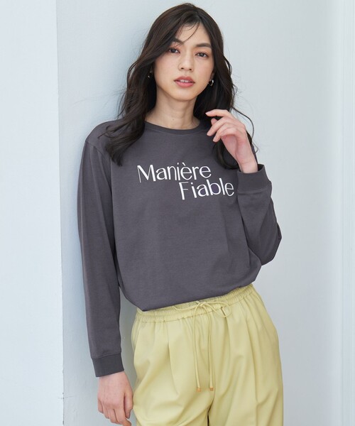 ANY(エニィ)の「オーガビッツロングスリーブTシャツ(Tシャツ/カットソー・レディース・ホワイト系1/グレー系1/ホワイト系2・4)」の3枚目の写真