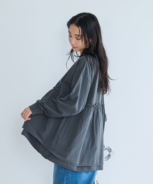 coen（コーエン）の「布帛ドッキングロゴプリントロンT（Tシャツ/カットソー・レディース・オフホワイト/ダークグレー/ケリーグリーン・M/L）」の17枚目の写真