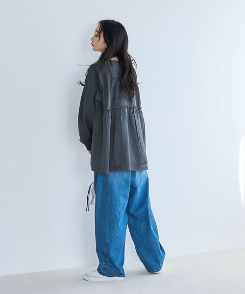 coen（コーエン）の「布帛ドッキングロゴプリントロンT（Tシャツ/カットソー・レディース・オフホワイト/ダークグレー/ケリーグリーン・M/L）」の5枚目の写真