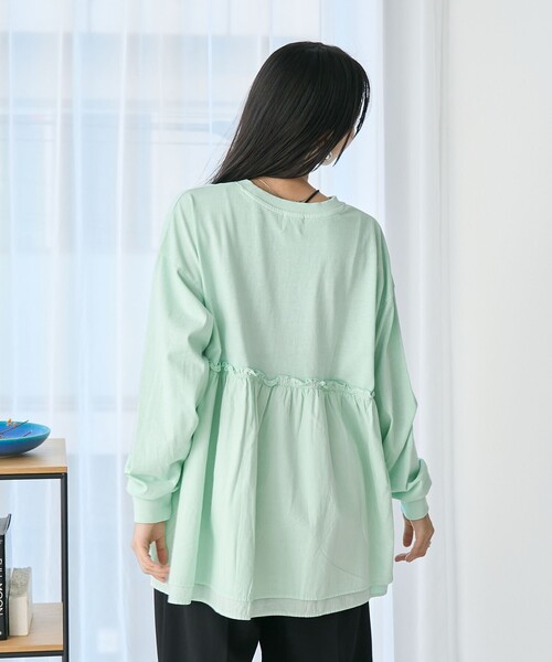 coen（コーエン）の「布帛ドッキングロゴプリントロンT（Tシャツ/カットソー・レディース・オフホワイト/ダークグレー/ケリーグリーン・M/L）」の8枚目の写真