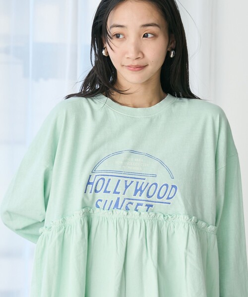 coen（コーエン）の「布帛ドッキングロゴプリントロンT（Tシャツ/カットソー・レディース・オフホワイト/ダークグレー/ケリーグリーン・M/L）」の9枚目の写真