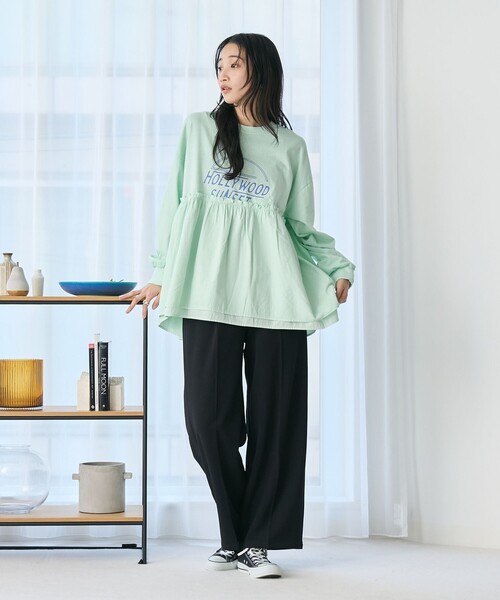 coen（コーエン）の「布帛ドッキングロゴプリントロンT（Tシャツ/カットソー・レディース・オフホワイト/ダークグレー/ケリーグリーン・M/L）」の20枚目の写真