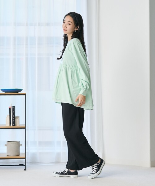 coen（コーエン）の「布帛ドッキングロゴプリントロンT（Tシャツ/カットソー・レディース・オフホワイト/ダークグレー/ケリーグリーン・M/L）」の21枚目の写真