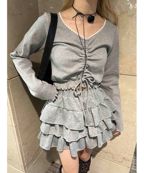 PHILLY（フィリー）の「レースパイピングドロストトップス（Tシャツ/カットソー・レディース・オートミール/グレー/ブラック・FREE）」の12枚目の写真