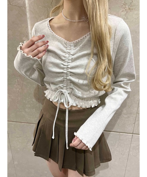 PHILLY（フィリー）の「レースパイピングドロストトップス（Tシャツ/カットソー・レディース・オートミール/グレー/ブラック・FREE）」の15枚目の写真