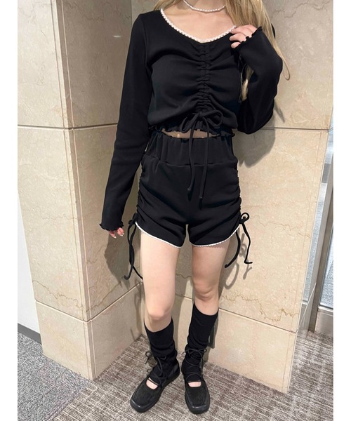 PHILLY（フィリー）の「レースパイピングドロストトップス（Tシャツ/カットソー・レディース・オートミール/グレー/ブラック・FREE）」の7枚目の写真