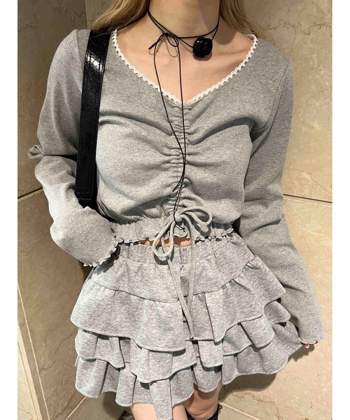 PHILLY（フィリー）の「レースパイピングドロストトップス（Tシャツ/カットソー・レディース・オートミール/グレー/ブラック・FREE）」の9枚目の写真