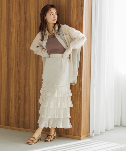 mysty woman(ミスティウーマン)の「シアーオーバーシャツ 315435(シャツ/ブラウス・レディース・ブラック/ライトピンク/ライトベージュ/グレー・FREE)」の5枚目の写真