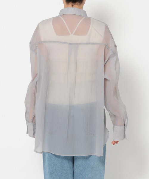 mysty woman(ミスティウーマン)の「シアーオーバーシャツ 315435(シャツ/ブラウス・レディース・ブラック/ライトピンク/ライトベージュ/グレー・FREE)」の12枚目の写真