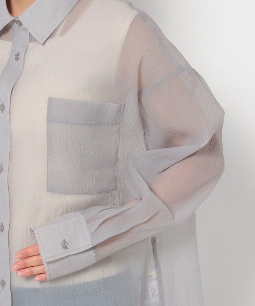 mysty woman(ミスティウーマン)の「シアーオーバーシャツ 315435(シャツ/ブラウス・レディース・ブラック/ライトピンク/ライトベージュ/グレー・FREE)」の15枚目の写真