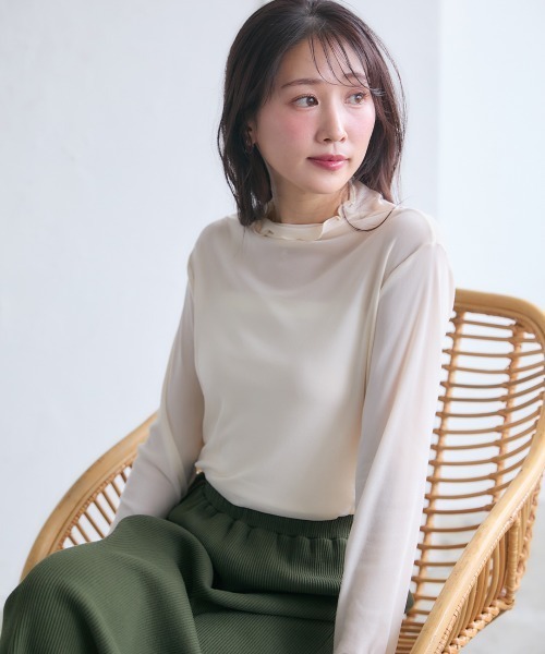 小柄 セール】小さいサイズ シアーハイネックカットソー 低身長さん