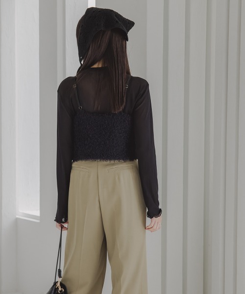 Petitjo（プッチージョ）の「小さいサイズ　シアーハイネックカットソー　低身長さん・小柄女性（Tシャツ/カットソー・レディース・アイボリー/ブラック・PL/PSS/PS/PM）」の13枚目の写真