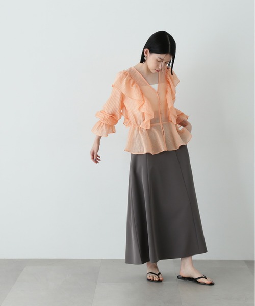 N.(N. Natural Beauty Basic)(エヌエヌナチュラルビューティーベーシック)の「ユースフルフレアスカート(スカート・レディース・チャコールグレー/ライトグリーン/ベージュ・MEDIUM/SMALL)」の7枚目の写真