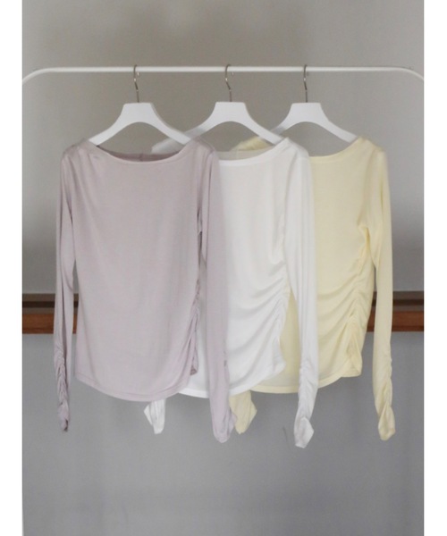 Katrin TOKYO(カトリーントーキョー)の「sheer shirring tee(Tシャツ/カットソー・レディース・イエロー/ホワイト/モーブ系・FREE/XS)」の2枚目の写真