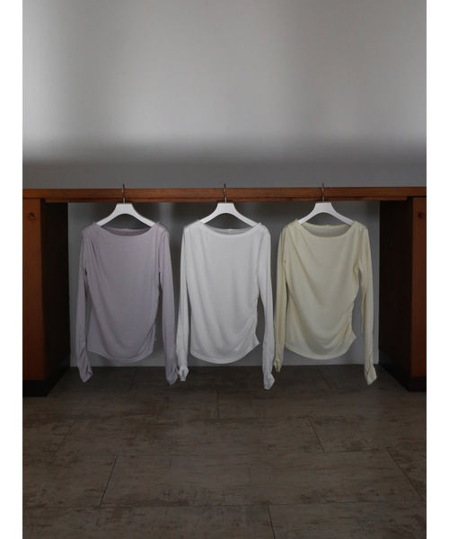 Katrin TOKYO(カトリーントーキョー)の「sheer shirring tee(Tシャツ/カットソー・レディース・イエロー/ホワイト/モーブ系・FREE/XS)」の5枚目の写真