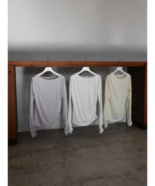 Katrin TOKYO(カトリーントーキョー)の「sheer shirring tee(Tシャツ/カットソー・レディース・イエロー/ホワイト/モーブ系・FREE/XS)」の4枚目の写真
