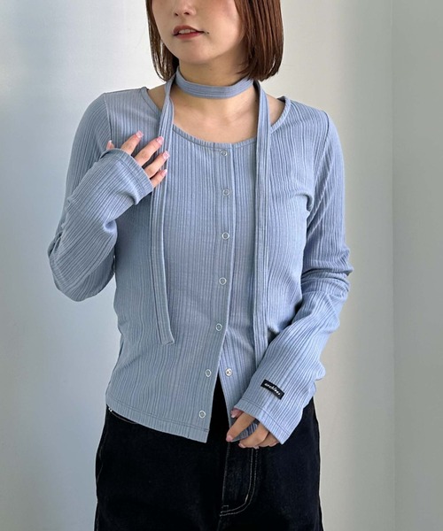 archives(アルシーヴ)の「チョーカーランダムリブカットカーデ(Tシャツ/カットソー・レディース・ピンク/オフホワイト/ブルー/ブラック・MEDIUM)」の5枚目の写真