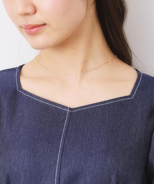 couture brooch（クチュールブローチ）の「【大人可愛い・美シルエット】デニムライク袖リボンワンピース（ワンピース・レディース・ネイビー/ブラック・36/38/40/42）」の12枚目の写真