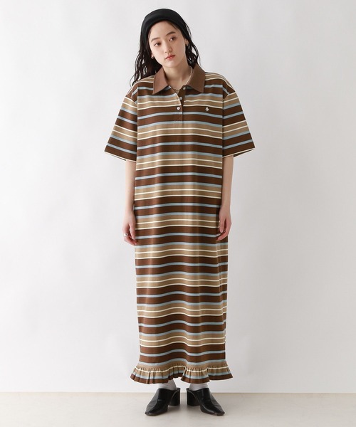 POLO BCS（ポロ ビーシーエス）の「＜POLO BCS/ポロ・ビーシーエス＞別注ＰＯＬＯ／ボーダーポロＯＰ（ワンピース・レディース・ブラウン/ネイビー・FREE）」の3枚目の写真