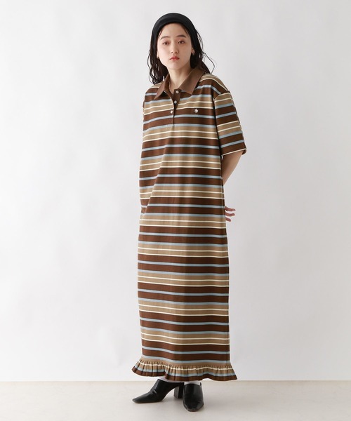 POLO BCS（ポロ ビーシーエス）の「＜POLO BCS/ポロ・ビーシーエス＞別注ＰＯＬＯ／ボーダーポロＯＰ（ワンピース・レディース・ブラウン/ネイビー・FREE）」の5枚目の写真