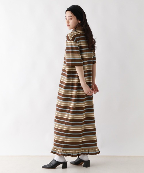 POLO BCS（ポロ ビーシーエス）の「＜POLO BCS/ポロ・ビーシーエス＞別注ＰＯＬＯ／ボーダーポロＯＰ（ワンピース・レディース・ブラウン/ネイビー・FREE）」の7枚目の写真