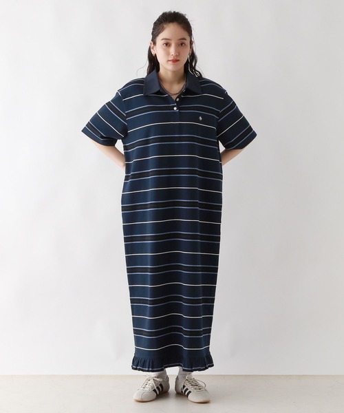POLO BCS（ポロ ビーシーエス）の「＜POLO BCS/ポロ・ビーシーエス＞別注ＰＯＬＯ／ボーダーポロＯＰ（ワンピース・レディース・ブラウン/ネイビー・FREE）」の10枚目の写真
