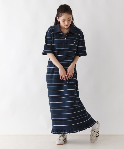 POLO BCS（ポロ ビーシーエス）の「＜POLO BCS/ポロ・ビーシーエス＞別注ＰＯＬＯ／ボーダーポロＯＰ（ワンピース・レディース・ブラウン/ネイビー・FREE）」の12枚目の写真