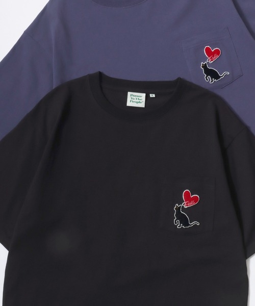 POWER TO THE PEOPLE（パワートゥーザピープル）の「POWER TO THE PEOPLE/パワートゥザピープル ゴースト 猫 犬 ロゴ ワンポイント刺繍 ポケット 半袖Tシャツ/レディース メンズ（Tシャツ/カットソー・レディース・ホワイト系その他2/ブラック系その他2/ピンク/ブルー/ホワイト系その他/ブラック系その他/ブラック/ネイビー/ホワイト・LL/M/L）」の6枚目の写真