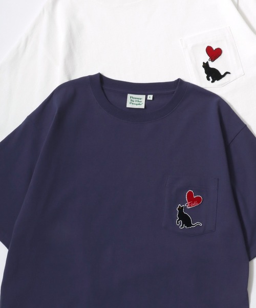 POWER TO THE PEOPLE（パワートゥーザピープル）の「POWER TO THE PEOPLE/パワートゥザピープル ゴースト 猫 犬 ロゴ ワンポイント刺繍 ポケット 半袖Tシャツ/レディース メンズ（Tシャツ/カットソー・レディース・ホワイト系その他2/ブラック系その他2/ピンク/ブルー/ホワイト系その他/ブラック系その他/ブラック/ネイビー/ホワイト・LL/M/L）」の7枚目の写真