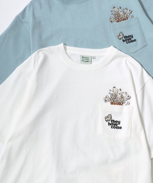 POWER TO THE PEOPLE（パワートゥーザピープル）の「POWER TO THE PEOPLE/パワートゥザピープル ゴースト 猫 犬 ロゴ ワンポイント刺繍 ポケット 半袖Tシャツ/レディース メンズ（Tシャツ/カットソー・レディース・ホワイト系その他2/ブラック系その他2/ピンク/ブルー/ホワイト系その他/ブラック系その他/ブラック/ネイビー/ホワイト・LL/M/L）」の2枚目の写真