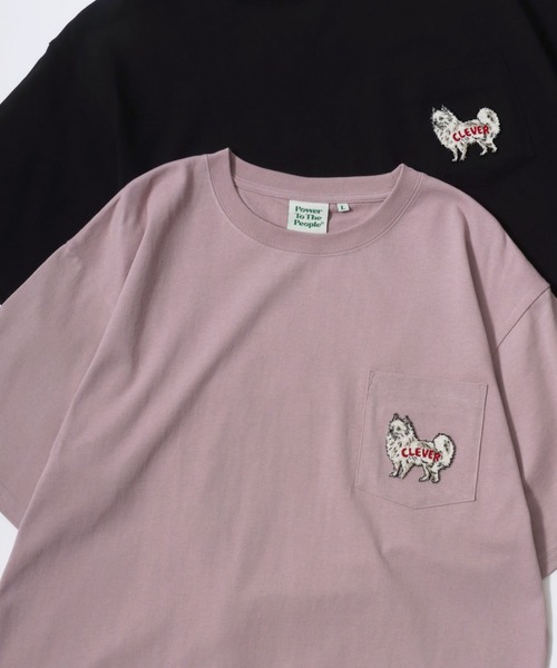 POWER TO THE PEOPLE（パワートゥーザピープル）の「POWER TO THE PEOPLE/パワートゥザピープル ゴースト 猫 犬 ロゴ ワンポイント刺繍 ポケット 半袖Tシャツ/レディース メンズ（Tシャツ/カットソー・レディース・ホワイト系その他2/ブラック系その他2/ピンク/ブルー/ホワイト系その他/ブラック系その他/ブラック/ネイビー/ホワイト・LL/M/L）」の9枚目の写真