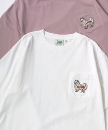 POWER TO THE PEOPLE | POWER TO THE PEOPLE/パワートゥザピープル ゴースト 猫 犬 ロゴ ワンポイント刺繍 ポケット 半袖Tシャツ/レディース メンズ(Tシャツ/カットソー)