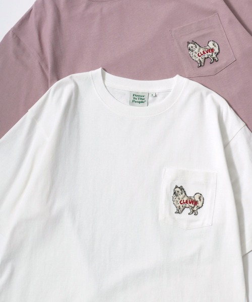 POWER TO THE PEOPLE（パワートゥーザピープル）の「POWER TO THE PEOPLE/パワートゥザピープル ゴースト 猫 犬 ロゴ ワンポイント刺繍 ポケット 半袖Tシャツ/レディース メンズ（Tシャツ/カットソー・レディース・ホワイト系その他2/ブラック系その他2/ピンク/ブルー/ホワイト系その他/ブラック系その他/ブラック/ネイビー/ホワイト・LL/M/L）」の4枚目の写真