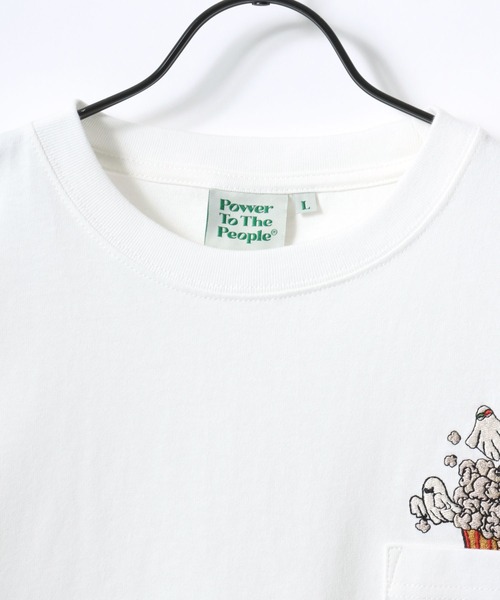 POWER TO THE PEOPLE（パワートゥーザピープル）の「POWER TO THE PEOPLE/パワートゥザピープル ゴースト 猫 犬 ロゴ ワンポイント刺繍 ポケット 半袖Tシャツ/レディース メンズ（Tシャツ/カットソー・レディース・ホワイト系その他2/ブラック系その他2/ピンク/ブルー/ホワイト系その他/ブラック系その他/ブラック/ネイビー/ホワイト・LL/M/L）」の13枚目の写真