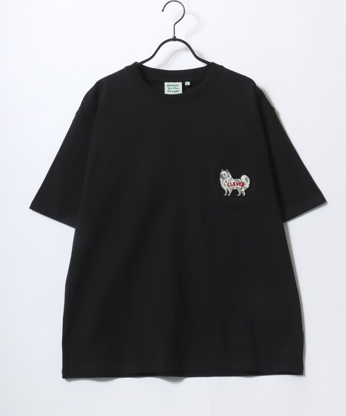 POWER TO THE PEOPLE（パワートゥーザピープル）の「POWER TO THE PEOPLE/パワートゥザピープル ゴースト 猫 犬 ロゴ ワンポイント刺繍 ポケット 半袖Tシャツ/レディース メンズ（Tシャツ/カットソー・レディース・ホワイト系その他2/ブラック系その他2/ピンク/ブルー/ホワイト系その他/ブラック系その他/ブラック/ネイビー/ホワイト・LL/M/L）」の19枚目の写真