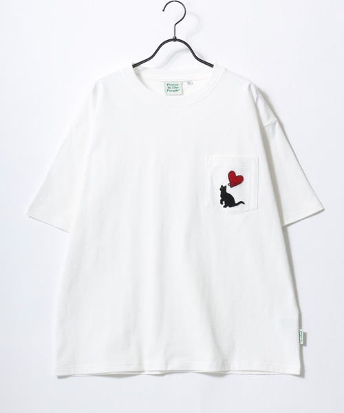 POWER TO THE PEOPLE（パワートゥーザピープル）の「POWER TO THE PEOPLE/パワートゥザピープル ゴースト 猫 犬 ロゴ ワンポイント刺繍 ポケット 半袖Tシャツ/レディース メンズ（Tシャツ/カットソー・レディース・ホワイト系その他2/ブラック系その他2/ピンク/ブルー/ホワイト系その他/ブラック系その他/ブラック/ネイビー/ホワイト・LL/M/L）」の20枚目の写真