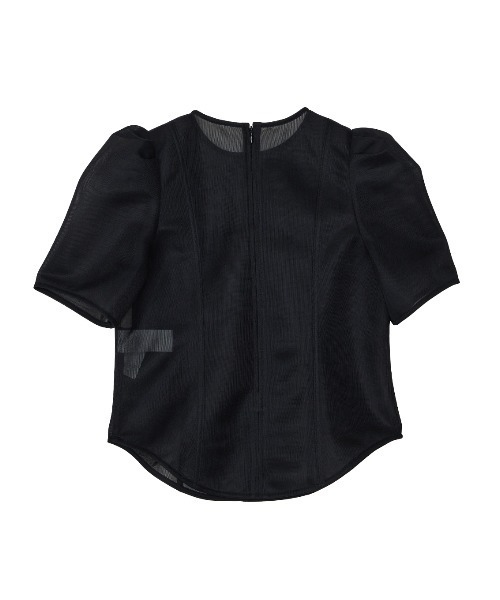 セール】SHEER CARDBOARD PUFF SHOULDER TOP（Tシャツ