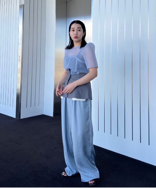 アメリビンテージ SHEER CARDBOARD PUFF SHOULDER セール】SHEER CARDBOARD PUFF SHOULDER TOP（Tシャツ