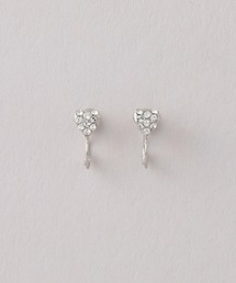 ◆金属アレルギー対応◆◆made in japan◆【痛くない】【落ちにくい】【ストレスフリーな着け心地】ビジューハート ループフィットイヤリング