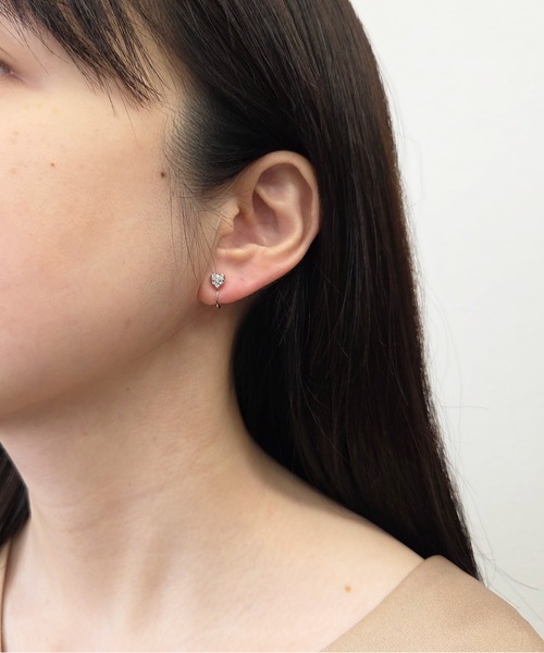 CALIN　STANDARD（カリンスタンダード）の「◆金属アレルギー対応◆◆made in japan◆【痛くない】【落ちにくい】【ストレスフリーな着け心地】ビジューハート　ループフィットイヤリング（イヤリング・レディース・ゴールド/ピンクゴールド/シルバー・FREE）」の11枚目の写真