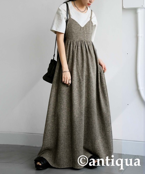 antiqua(アンティカ)の「サマーツイードキャミワンピ(ワンピース・レディース・ブラウン/ブラック・ONESIZE)」の7枚目の写真