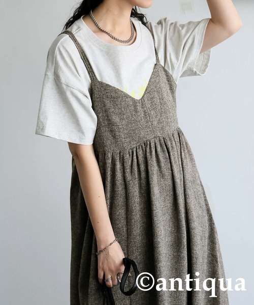 antiqua(アンティカ)の「サマーツイードキャミワンピ(ワンピース・レディース・ブラウン/ブラック・ONESIZE)」の8枚目の写真