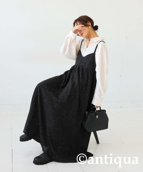 antiqua(アンティカ)の「サマーツイードキャミワンピ(ワンピース・レディース・ブラウン/ブラック・ONESIZE)」の3枚目の写真